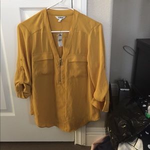 Express mustard/golden yellow zippered blouse